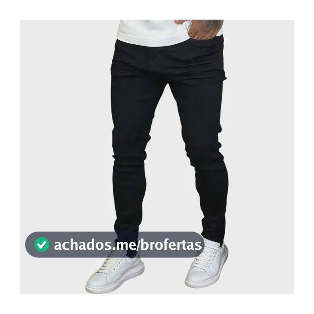 Calça Skinny Preta Masculina Jeans Com Elastano Lycra Preto 42