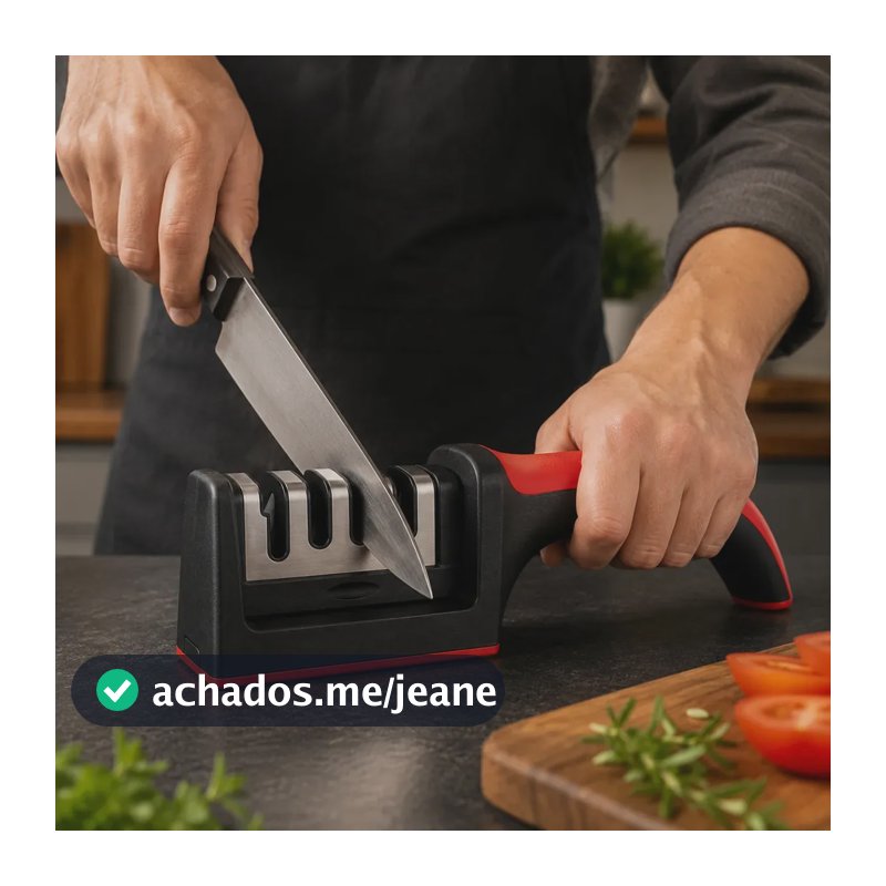 Aflador E AmoIador De Facas E Tesouras 4 Em 1 Profissional Vermelho Pedra E Alinha Lâminas ldeaI Cozinha Churrascaria Churrasco Fácil De Usar Portátil Alta Qualidade Durável lnox