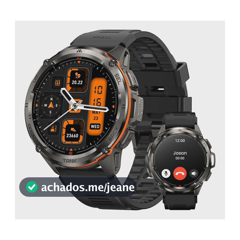Smartwatch Kospet Tank T3 Ultra Masculino, Com GPS e Tela AMOLED de 1.43"