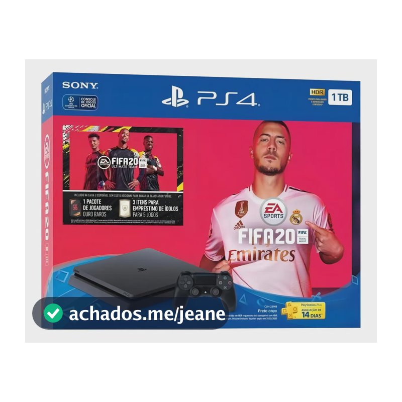 Sony PlayStation 4 Slim 1TB FIFA 20/Extra DualShock 4 Controller cor preto onyx 2020