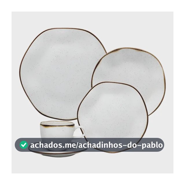 Aparelho de Jantar e Chá Ryo Maresia 20 Peças Off White e Marrom Oxford
