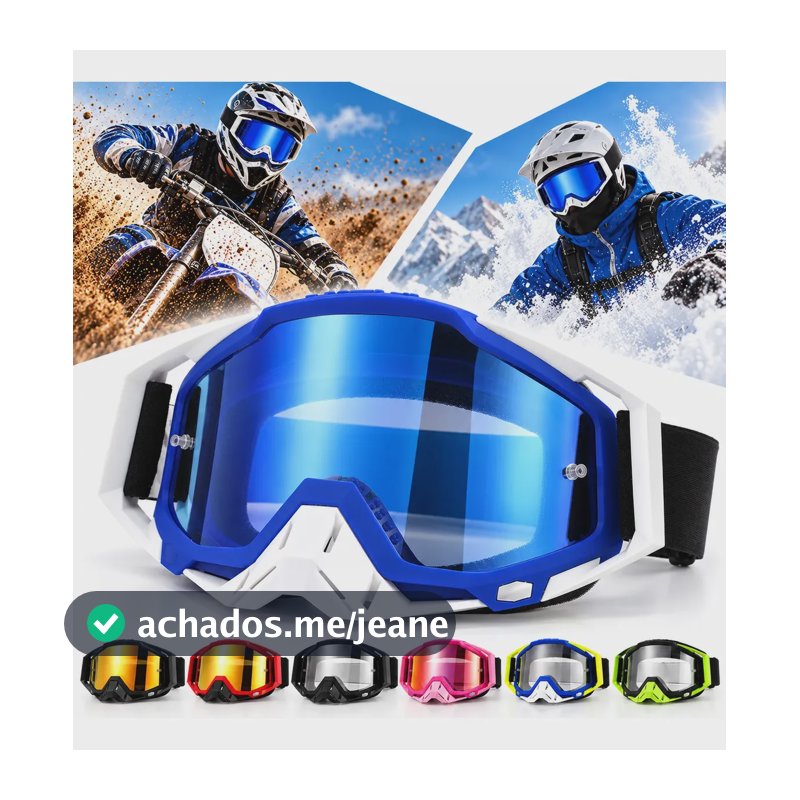 Óculos Motocross Proteção Uv Pare Enduro Trilha Esportivos Branco Azul Padrão