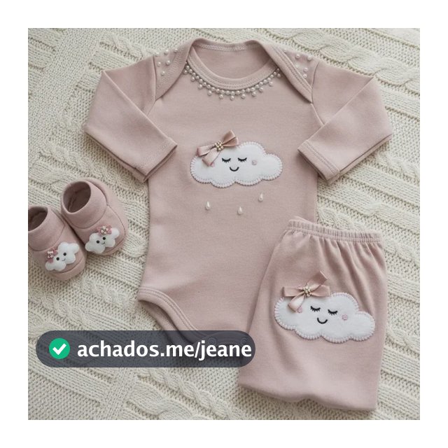 Conjunto Body Manga Longa E Tapa Fralda Nuvem 3 Peças