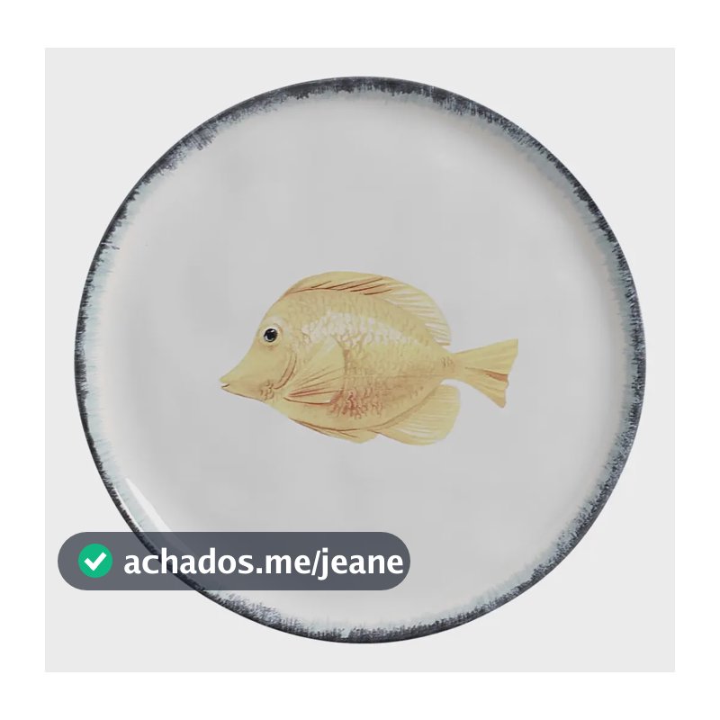 Conjunto Prato Raso Atlantica Branco Decorado Frutos Do Mar