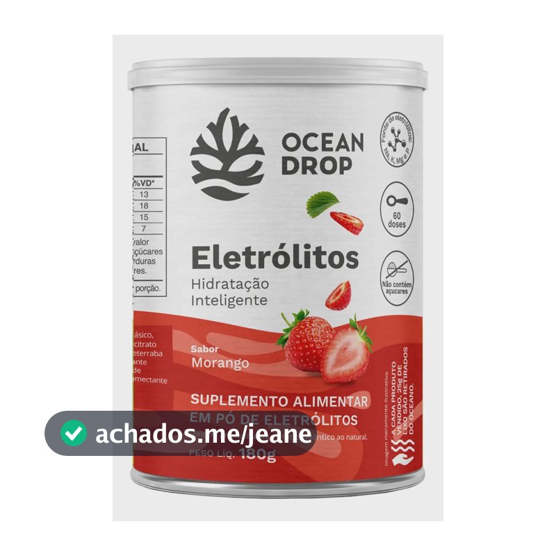 Eletrólitos Ocean Drop Sódio Potássio Fósforo Magnésio Eletrolitos 180g Sabor Morango