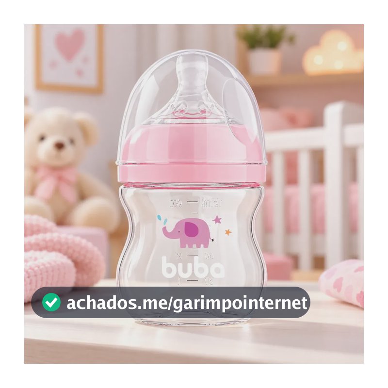 Mamadeira Fluxo Fácil Anticólica E Antigases 120ml Buba Rosa Elefante