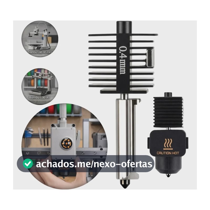 Hotend Compativel Bambu Lab A1 E A1 Mini Bico Aço Endurecido 0.4mm - Padrão