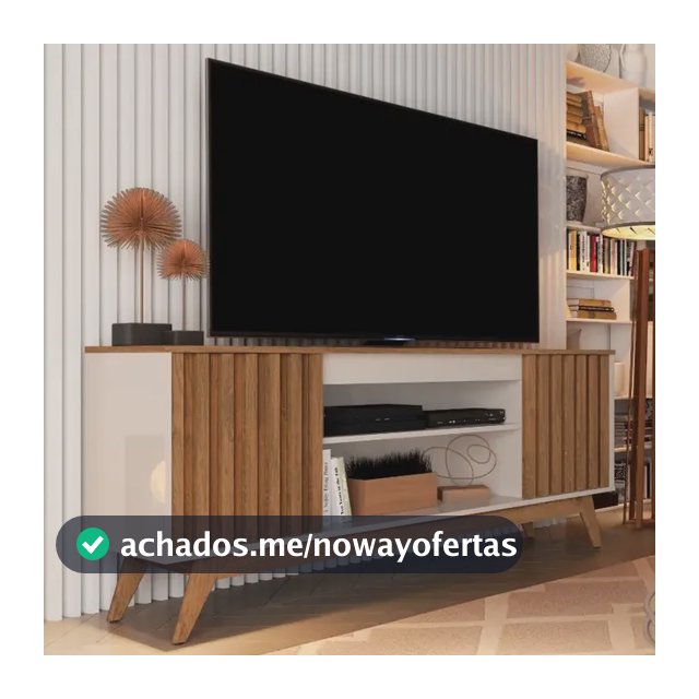Rack Para Sala Tv Até 60 Polegadas Malibu Wood  2 Portas  Off White/freijó Ripado