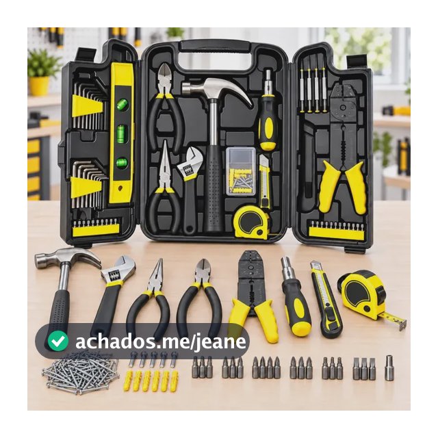 Kit Ferramentas 126 Peças Maleta com Alicate de Corte 6 Polegadas Alicate Decapador Diversas Chaves Estilete Fita Métrica Parafusos Trena Jogo Completo para Reparos Manutenção Casa AQPI