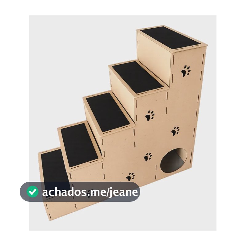 Escada Pet 5 Degraus Para Raças Pequenas Altura De 80cm Mdf Cru 80cm Montada