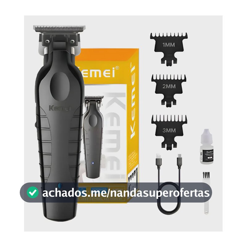 Kemei Maquina De Acabamento Km 2299 Profissional Maquininha Corte Cabelo Barba Original Recarregável Cor Black