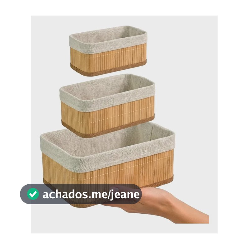 Cesto decorativo Bvx House Organizador Retangular bege 13cm de altura 20cm de largura 30cm de profundidade