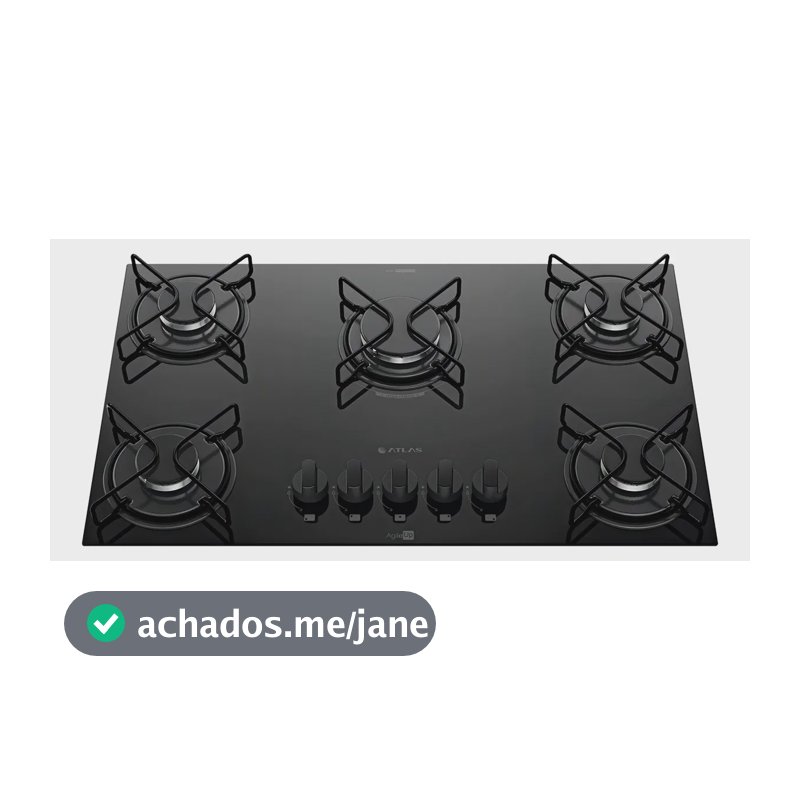 Cooktop 5 Bocas A Gás Atlas Agile Up Mega Chama Preto