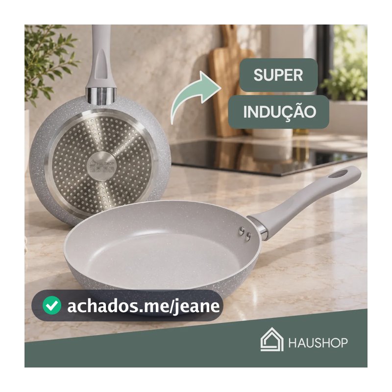 Frigideira Cerâmica Antiaderente Grande Premium, Compatível Fogão Gás Cooktop Indução Elétrico Vitro Cerâmico Não Gruda, Fácil De Lavar, Cozimento Uniforme E Rápido, Cabo Ergonômico, Cor Cinza