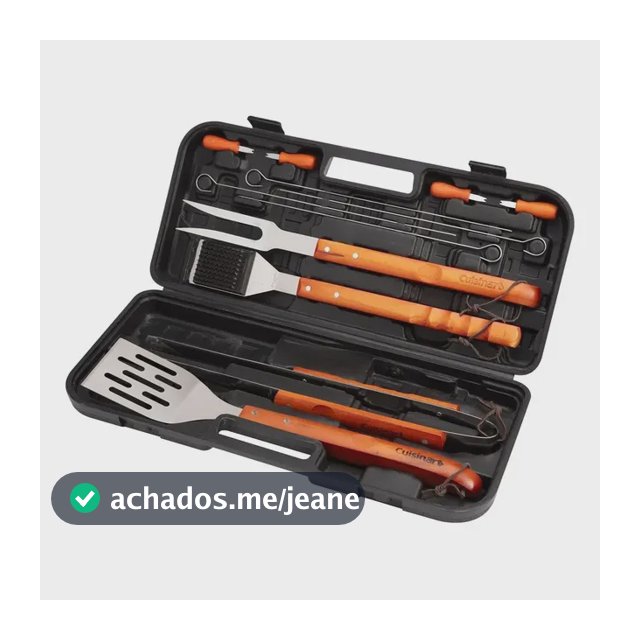 Kit Churrasco Cuisinart 13 Peças Em Aço Inox Com Estojo Organizador Facas Garfo Pegador Espátula Prata - CGS-W13