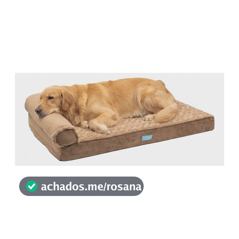 Cama Pet Ortopedica Grande 89x58cm Travesseiro Espuma Casca Marrom Luxo Premium