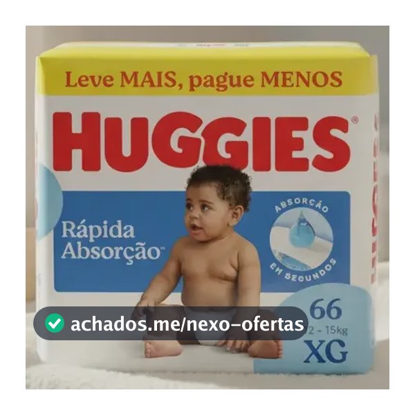 Huggies Fralda Descartável Rápida Absorção XG - 66 Un