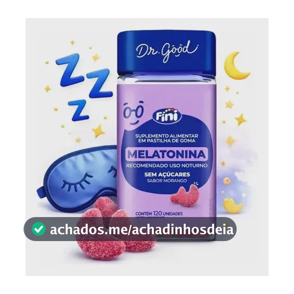 Melatonina Fini: Gomas Para Com Sabor Morango, Veganas e Sem Glúten - 120 Unidades