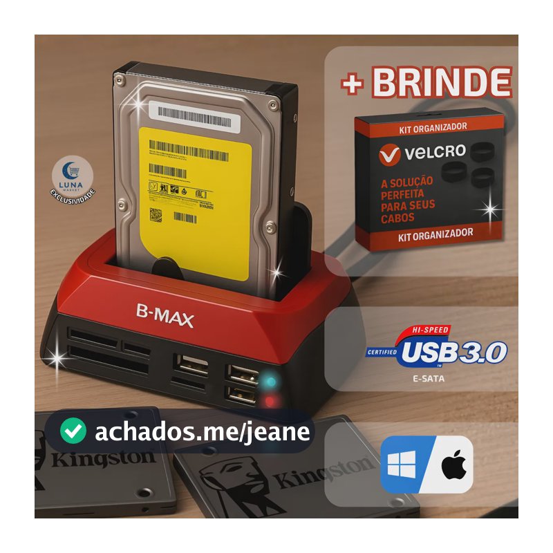 Dock Station Leitor Externo Hd Sata Ide Ssd Gaveta Usb 3.0 Preto