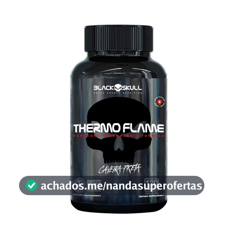 Cafeína Black Skull Caveira Preta Thermoflame em tabletes Sem sabor de 120 un
