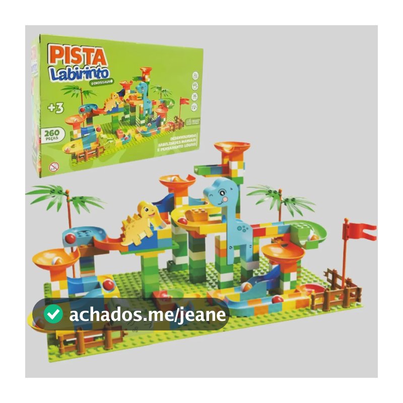 Blocos De Montar Pista Dinossauro 260 Peças Bolinha Interage 11 Dinossauro