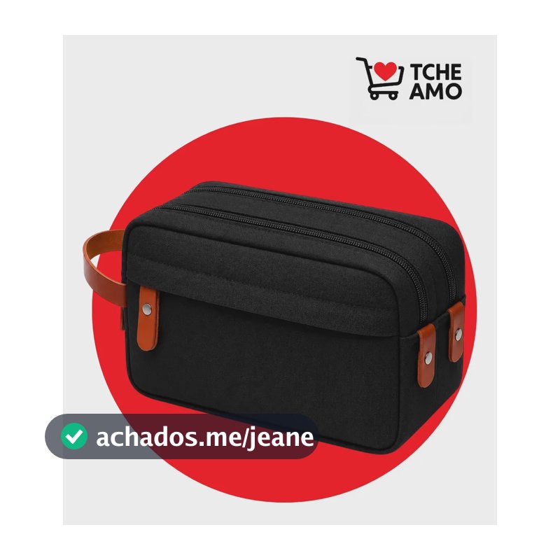 Necessaire Unissex Masculina Impermeável Organiza tudo para Viagens e Trabalho 2 Compartimentos Grandes + 2 Bolsos Organizadores Cor Preto Tche Amo