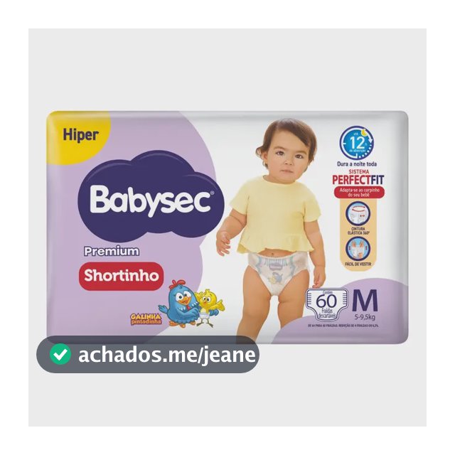 Fralda Babysec Galinha Pintadinha Shortinho M 60 Unidades Médio (m) Sem Gênero