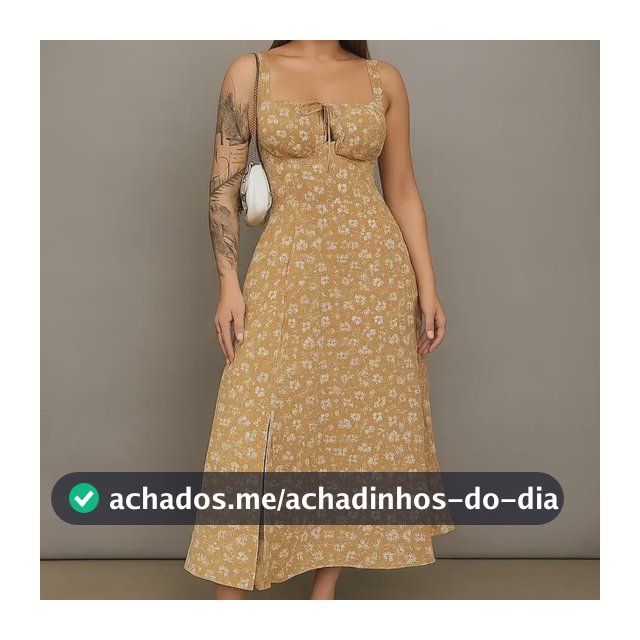 Vestido Midi Estampado Floral Com Fenda Lateral E Bojo