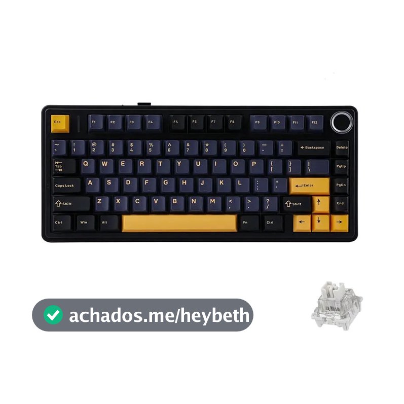 Teclado Aula F75 Sem Fio Mecânico Thunder Black Tri Mode Gasket Hot Swapp Inglês US