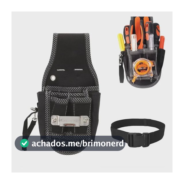 Bolsa Porta Ferramentas Eletricista Carpinteiro Com Cinto Preto
