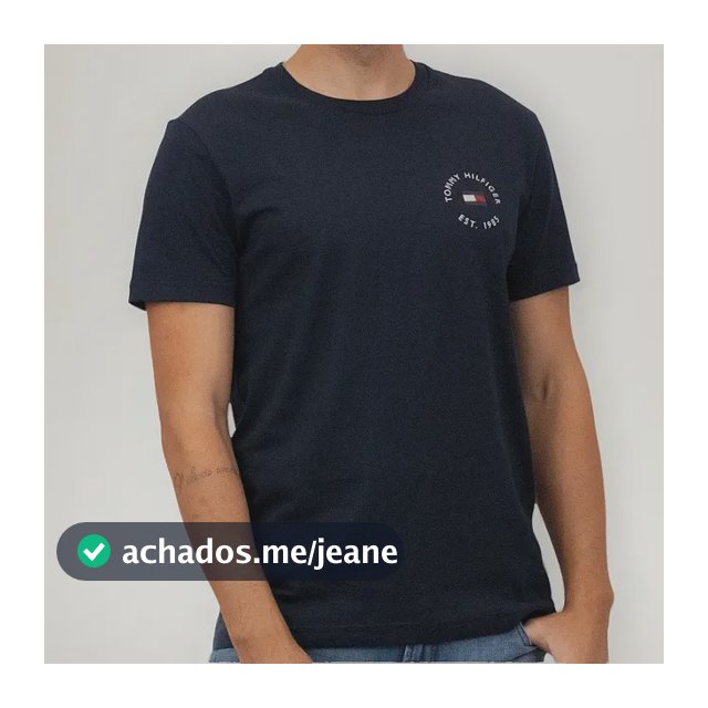 Camiseta Tommy Hilfiger Logo Chest Azul Marinho - Original