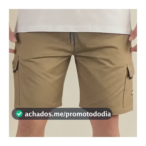 Bermuda Cargo Curta Streetwear Casual Short Sarja Slim Bolso