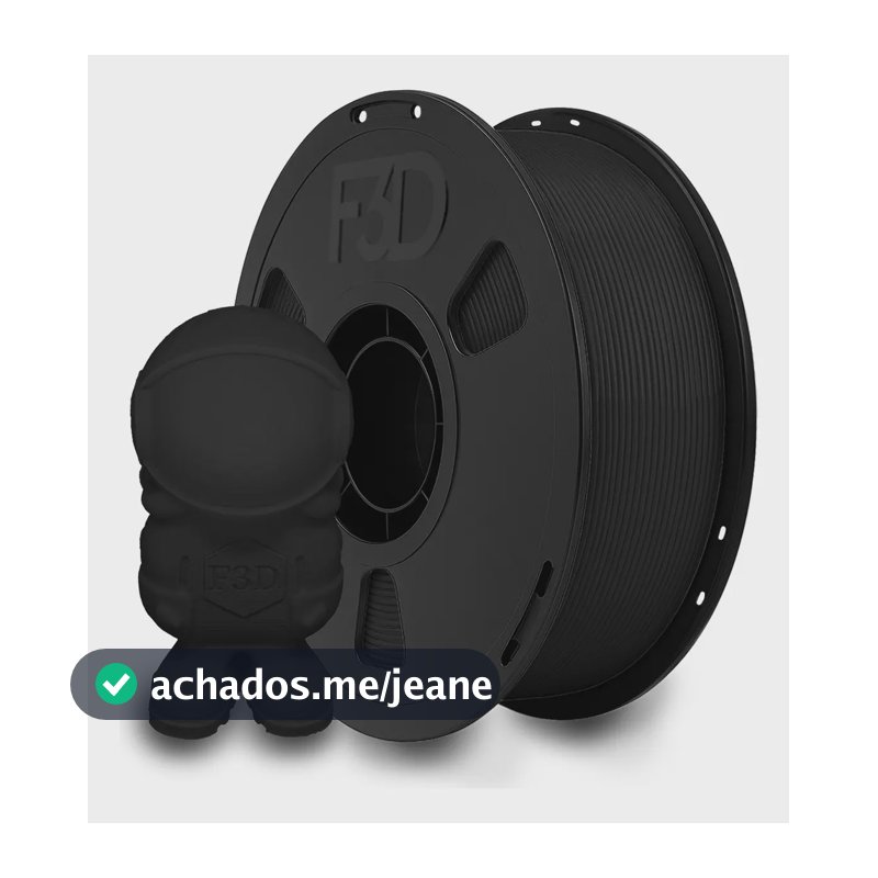 Filamento PLA Premium F3D 1.75mm de 1kg para Impressora 3D Preto