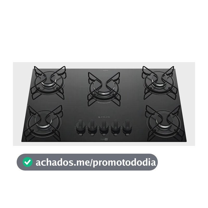Cooktop 5 Bocas A Gás Atlas Agile Up Mega Chama Preto