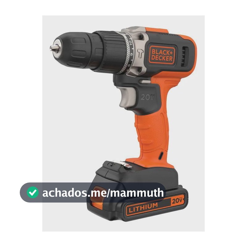 Parafusadeira e Furadeira de Impacto 10mm 20V BLACK+DECKER BCD704C Com 2 Velocidades