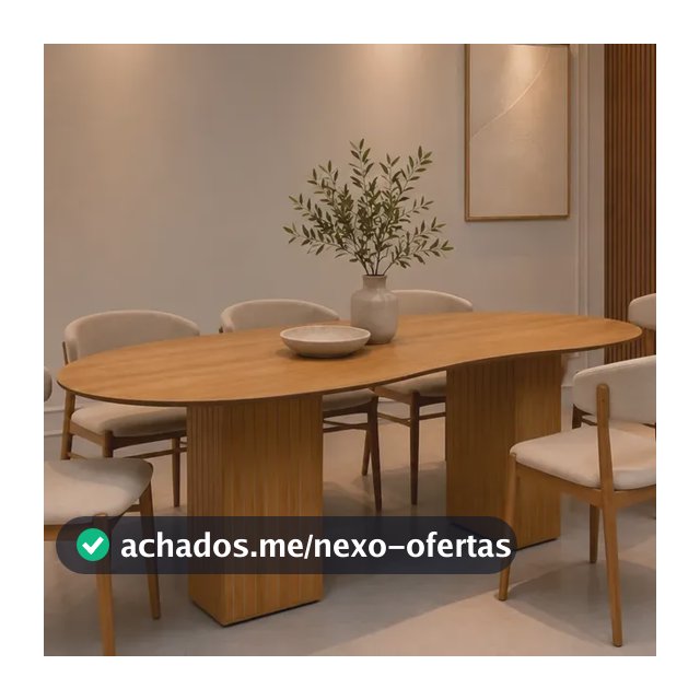 Mesa De Jantar 6 Lugares 180 X 90 Orgânica Base Ripada Marrom-claro
