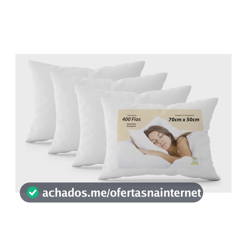 Kit 4 Travesseiros 400 Fios Antialérgico 70x50 Branco Macio Branco
