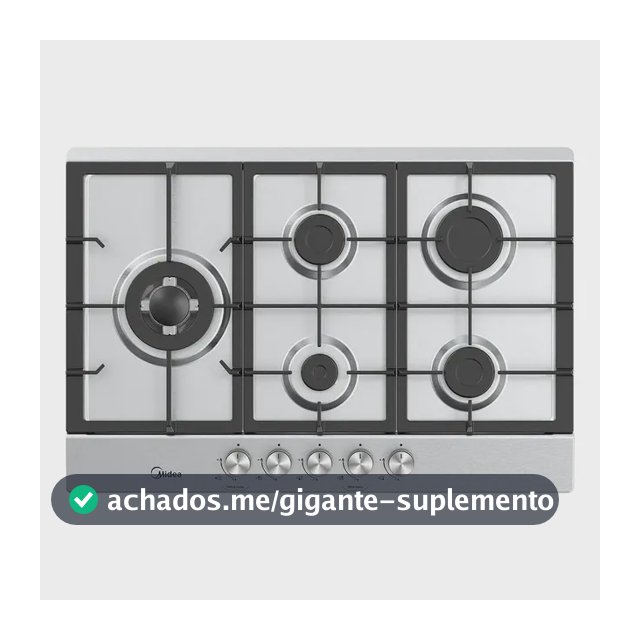 Cooktop CYB5B 5 Bocas a Gás Inox Grade de Ferro Fundido Midea Bivolt