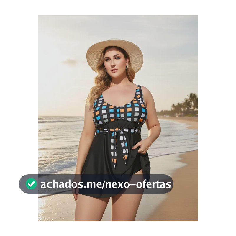 Maiô Feminino Biquíni Plus Size Estampa Vestido Alta
