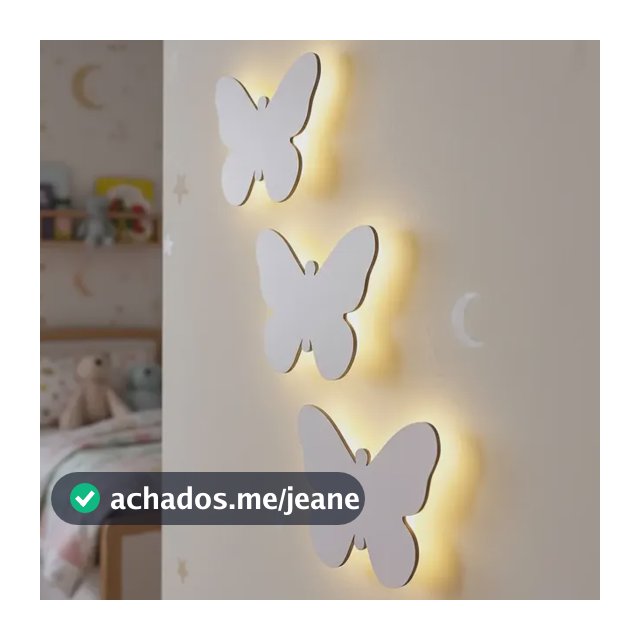 Kit 3 Enfeites Borboletas Led Decorativa Quarto Menina Led