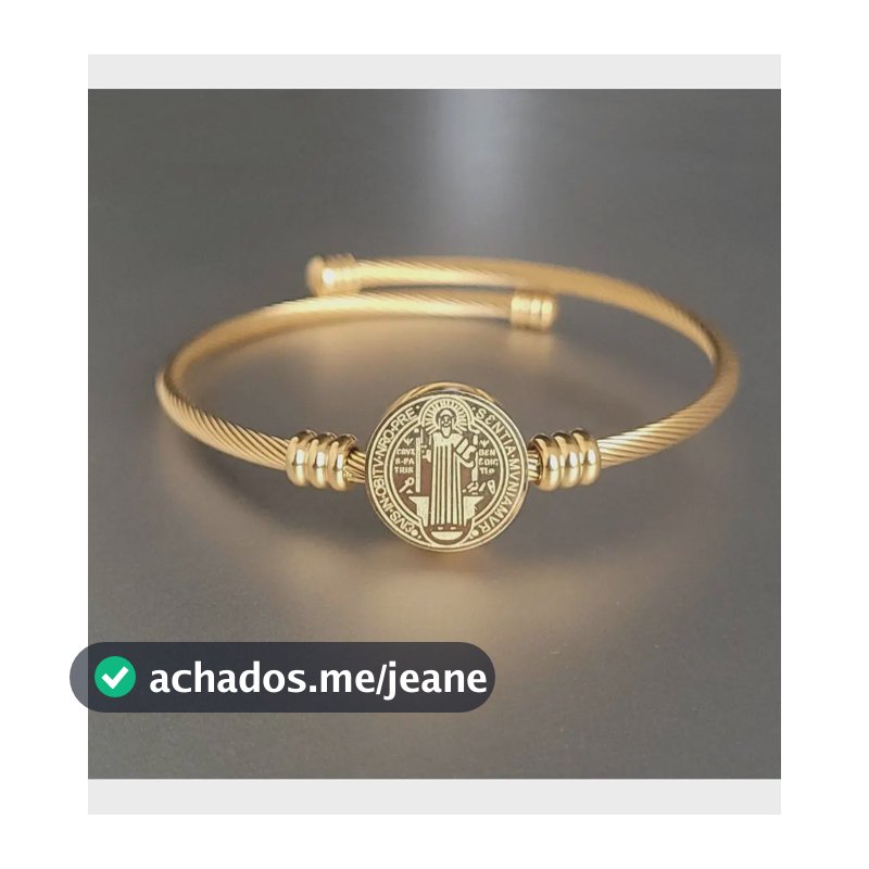 Pulseira Bracelete Luxo São Bento Dourada Cabo De Aço Inox