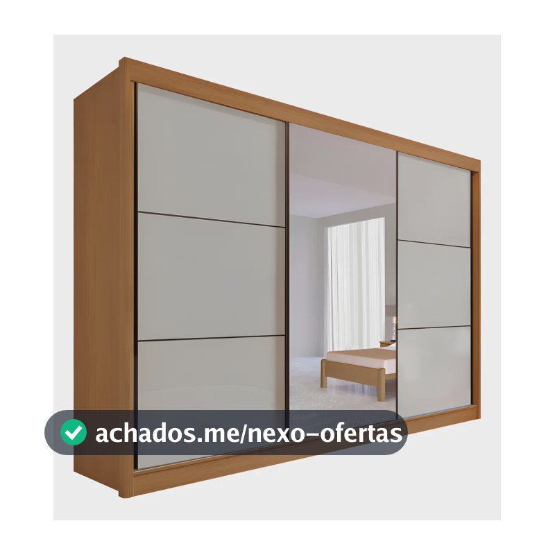 Guarda-Roupa Casal Com Espelho D'Doro 3 Portas 6 Gavetas MDF 100%