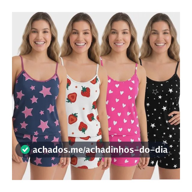 Kit 4 Pijamas Conjunto Baby Doll Feminino Microfibras Mulher