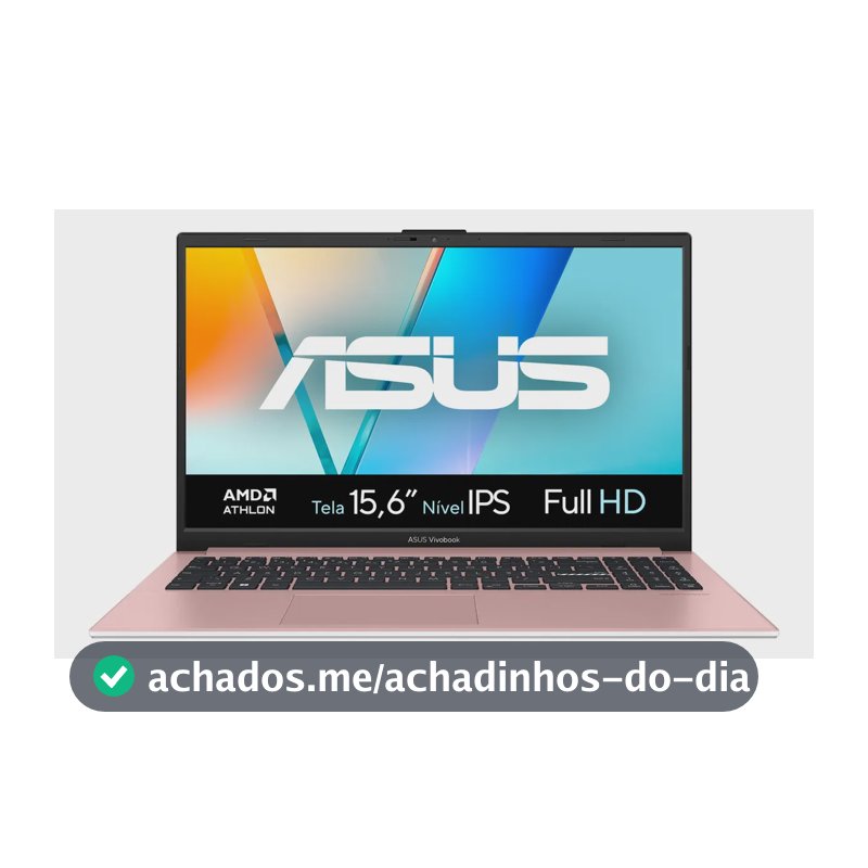 Notebook ASUS Vivobook Go 15, Athlon Silver 10, 8GB RAM, 128GB SSD, Windows 11 Home, Tela 15,6" FHD nível IPS, Rose Pink - E1504FA-BQ5316WS
