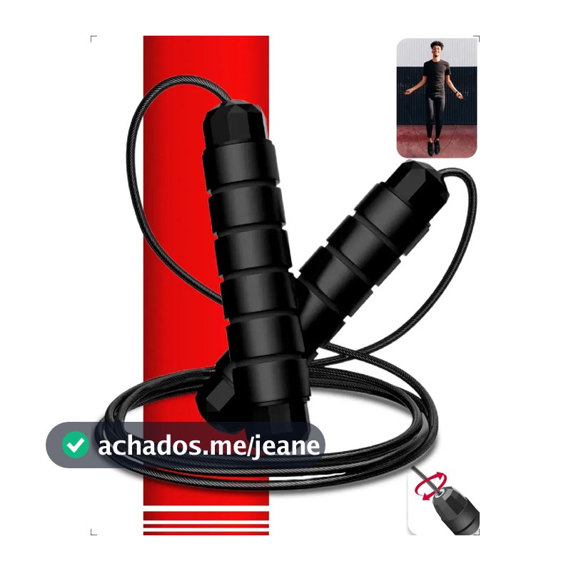 Corda de Pular Speed Rope 3M Profissional Academia Cross Fit com Rolamento Duplo Cabo de Aço e Pegadores Emborrachados Ajustável