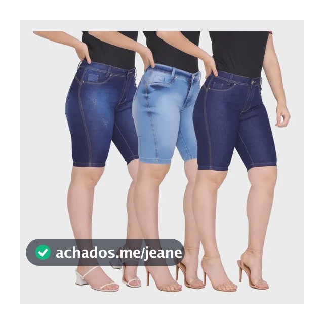 Kit 3 Bermudas Jeans Feminino Cintura Alta Lycra