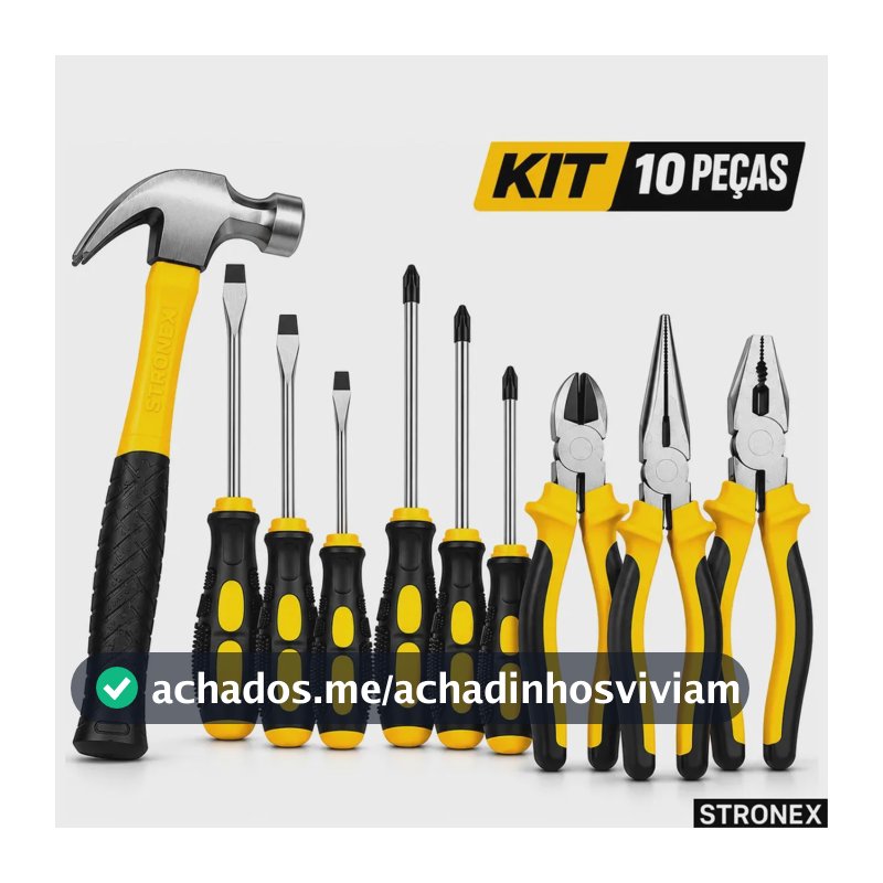 KIT FERRAMENTAS JOGO DE FERRAMENTA COMPLETO 10 PEÇAS MARTELO ALICATES CHAVES FENDA PHILLIPS 3 ALICATES 6 CHAVES DE FERRAMENTA PARA CASA OFICINA MANUAIS ALICATE UNIVERSAL 8 ALICATE BICO