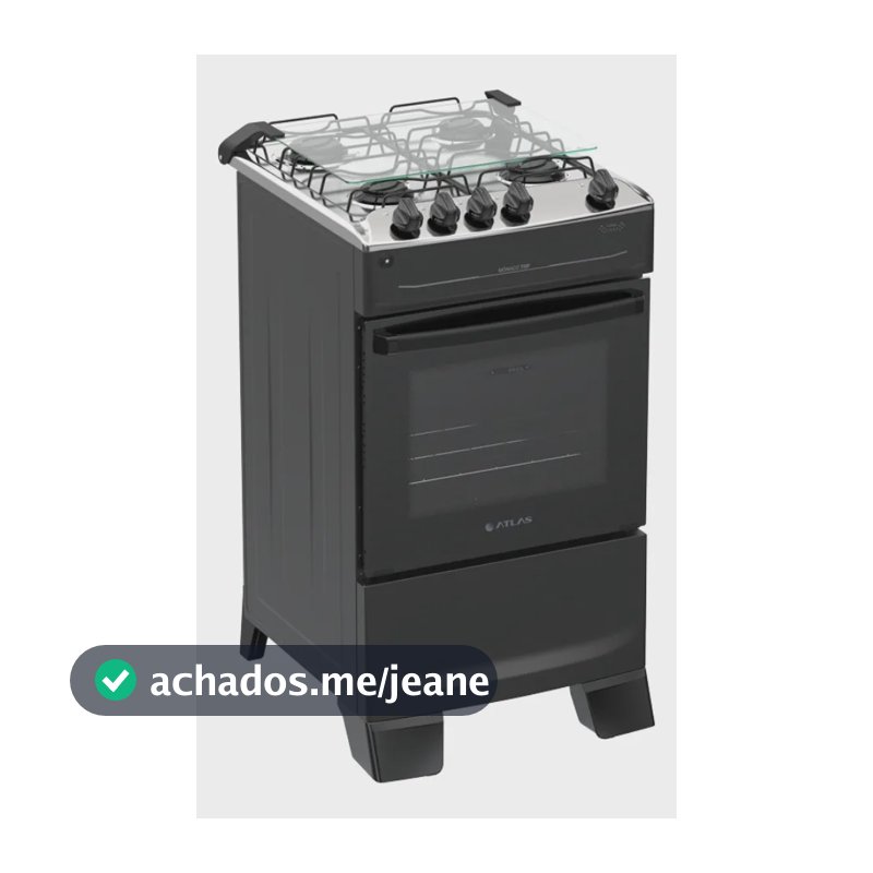Fogão 4 Bocas Atlas Mônaco Top Preto Bivolt