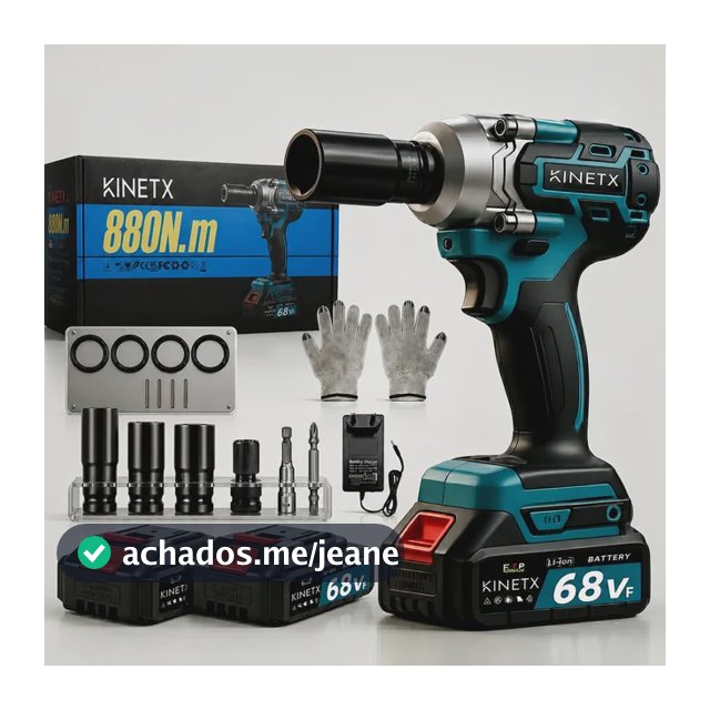 Chave De Impacto Kinetx 68vf Brushless 880nm 2 Baterias Kit Azul 127/220v 50hz/60hz