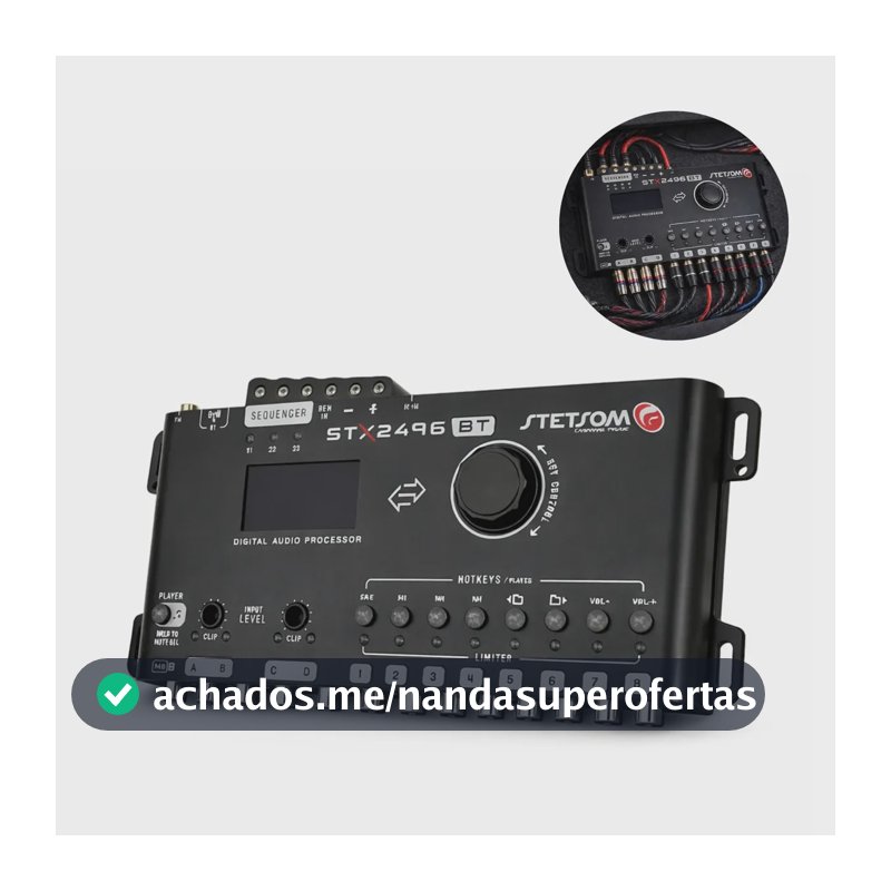 Processador Digital Stetsom STX2496BT de Áudio para Carro com Bluetooth e 15 Bandas